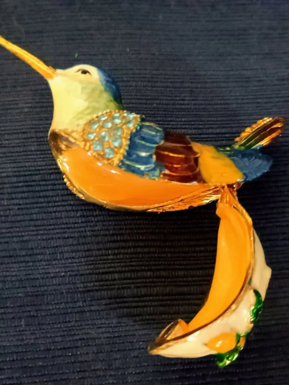 Hummingbird Jeweled Enameled Trinket Box
